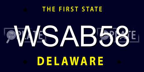 WSAB58 Delaware License Plate