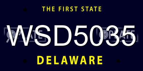 WSD5035 Delaware License Plate