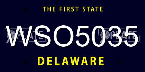 WSO5035 Delaware License Plate