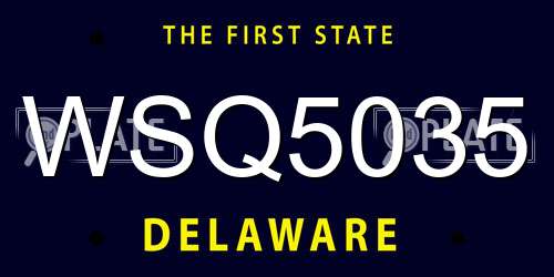 WSQ5035 Delaware License Plate