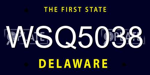 WSQ5038 Delaware License Plate