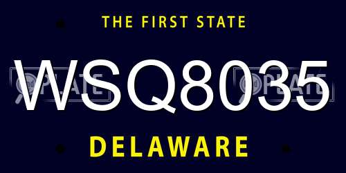 WSQ8035 Delaware License Plate