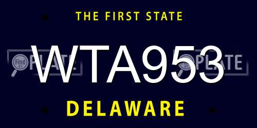 WTA953 Delaware License Plate
