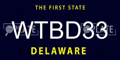 WTBD33 Delaware License Plate