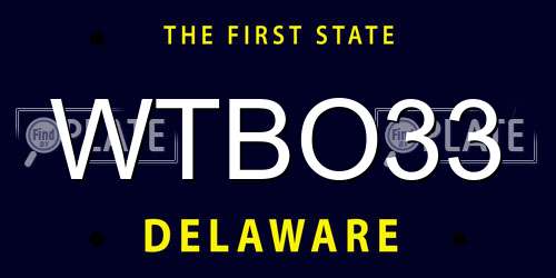 WTBO33 Delaware License Plate