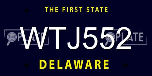 WTJ552 Delaware License Plate