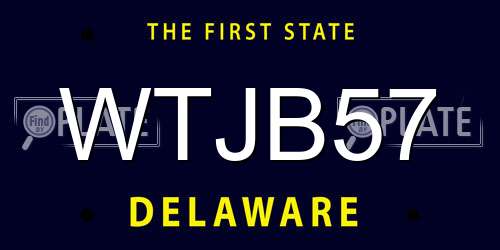 WTJB57 Delaware License Plate