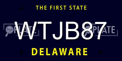 WTJB87 Delaware License Plate