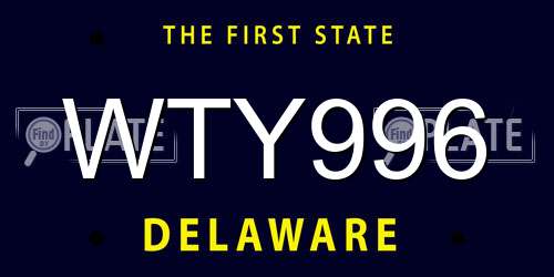 WTY996 Delaware License Plate