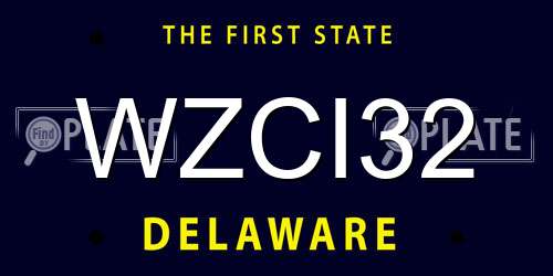 WZCI32 Delaware License Plate