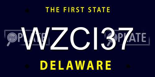 WZCI37 Delaware License Plate