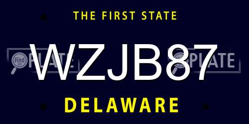 WZJB87 Delaware License Plate