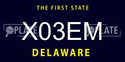 X03EM Delaware License Plate