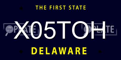X05TOH Delaware License Plate
