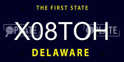 X08TOH Delaware License Plate