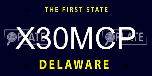 X30MCP Delaware License Plate