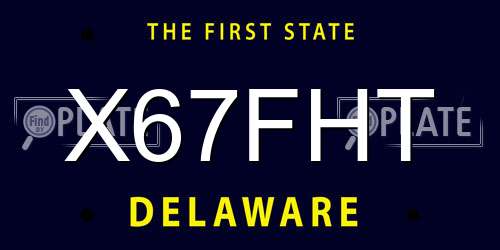 X67FHT Delaware License Plate