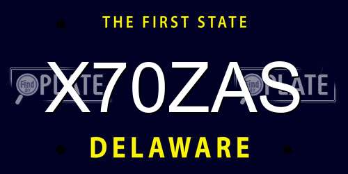 X70ZAS Delaware License Plate