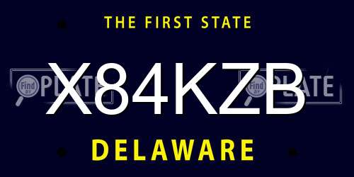X84KZB Delaware License Plate