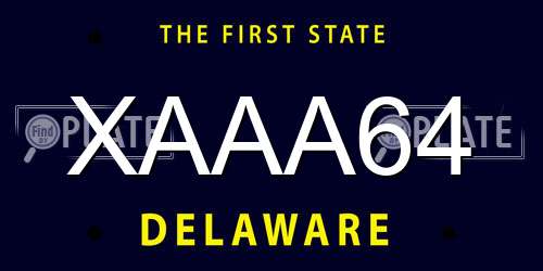 XAAA64 Delaware License Plate