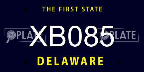 XB085 Delaware License Plate