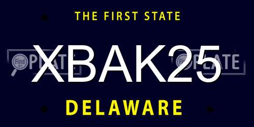 XBAK25 Delaware License Plate