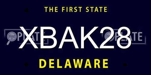 XBAK28 Delaware License Plate
