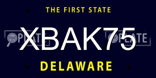 XBAK75 Delaware License Plate