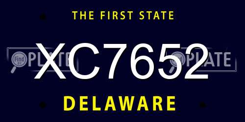 XC7652 Delaware License Plate