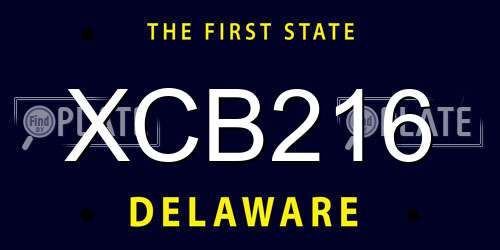 XCB216 Delaware License Plate