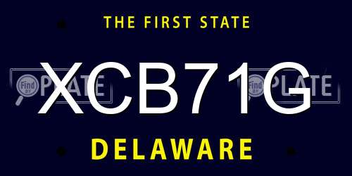 XCB71G Delaware License Plate