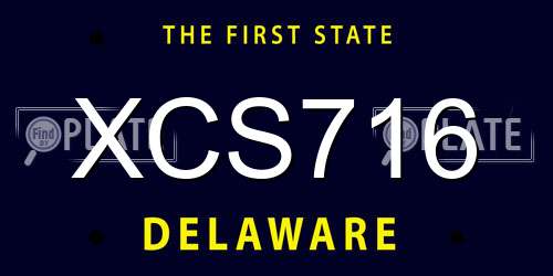 XCS716 Delaware License Plate