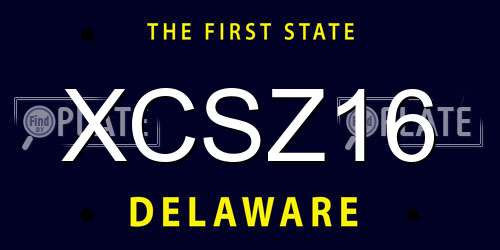 XCSZ16 Delaware License Plate