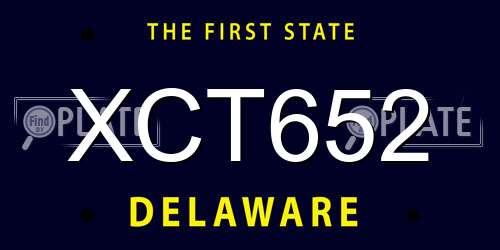 XCT652 Delaware License Plate