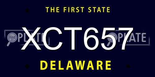 XCT657 Delaware License Plate