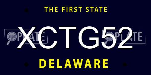 XCTG52 Delaware License Plate