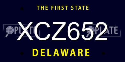 XCZ652 Delaware License Plate