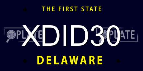 XDID30 Delaware License Plate