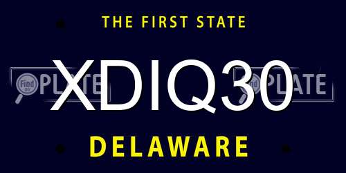 XDIQ30 Delaware License Plate