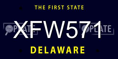XFW571 Delaware License Plate