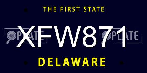 XFW871 Delaware License Plate