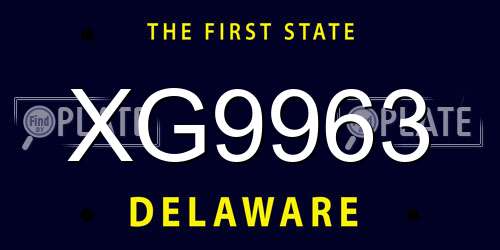 XG9963 Delaware License Plate