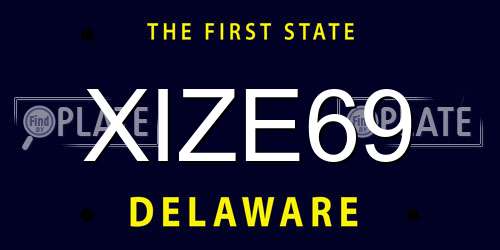 XIZE69 Delaware License Plate