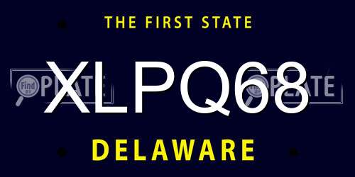 XLPQ68 Delaware License Plate