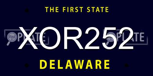 XOR252 Delaware License Plate