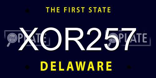XOR257 Delaware License Plate