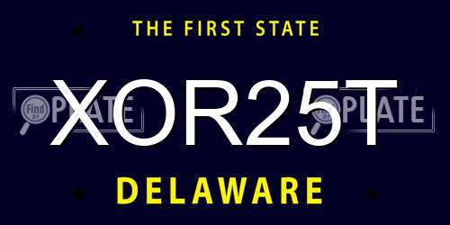 XOR25T Delaware License Plate