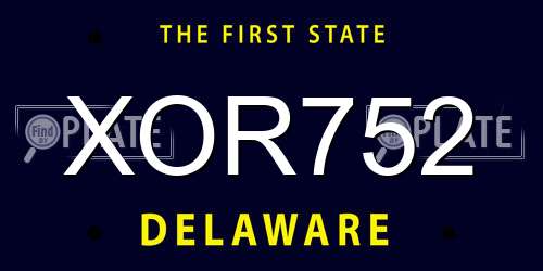 XOR752 Delaware License Plate
