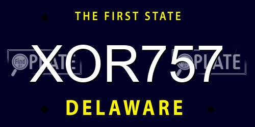 XOR757 Delaware License Plate