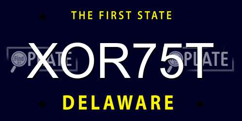 XOR75T Delaware License Plate